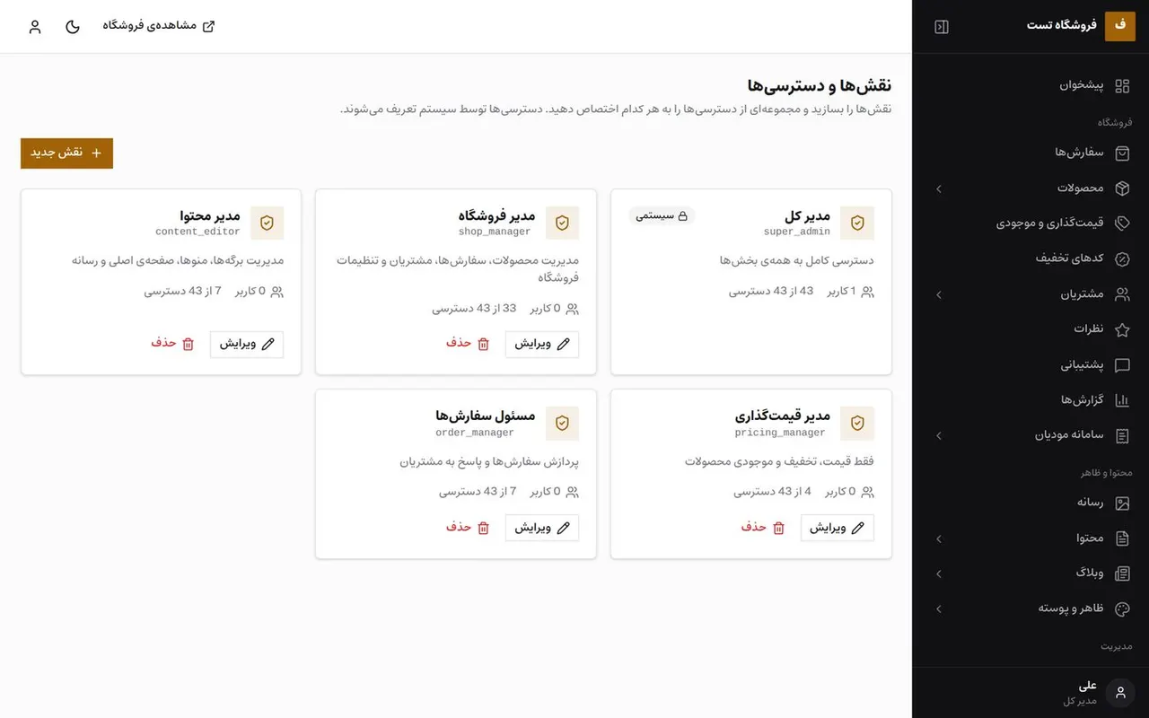 نقشها و دسترسیها